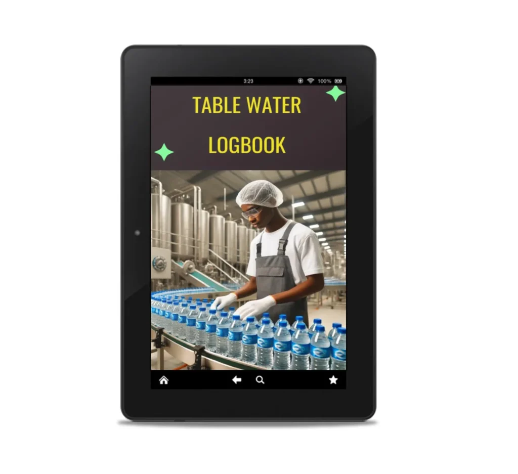 Sachet and Table Water Production Logbook for Industrial Training Students